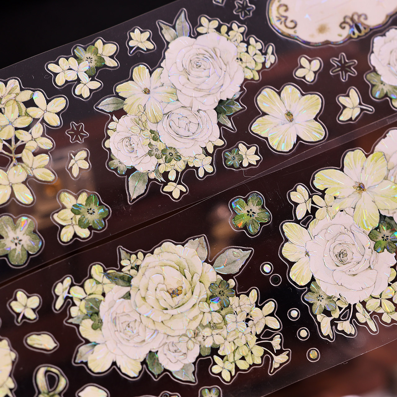 小白家文创森绿轻复古清新绿色花和纸PET贝壳光模切手帐拼贴胶带,文具电教/文化用品/商务用品,和纸胶带,淘宝优惠券,粉丝福利购,淘宝优惠卷