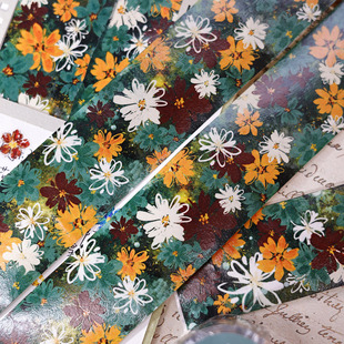 小白家文创盐铺新品【青墨】轻复古盐系小花百搭打底和纸手帐胶带