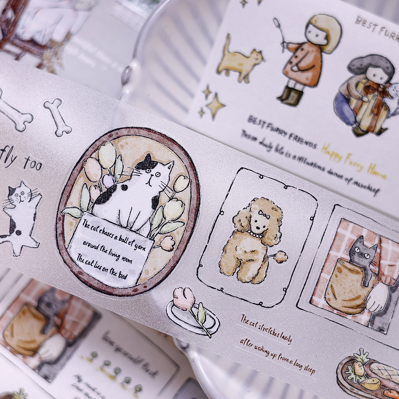 小白家文创盐铺新品友友日记轻复古盐系猫狗和纸PET切模手帐胶带,文具电教/文化用品/商务用品,和纸胶带,淘宝优惠券,粉丝福利购,淘宝优惠卷