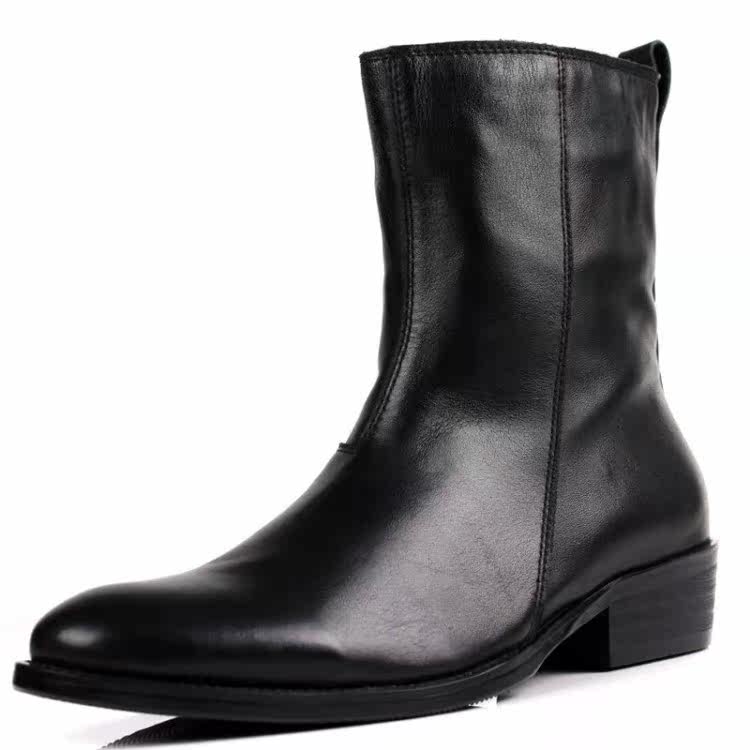 新款简约潮流户外男靴 中筒靴牛皮靴子男马靴骑士靴 牛仔靴军靴在类目 流行男鞋, 靴子中 - 来自Buy2taobao.com提供专业的淘宝代购服务