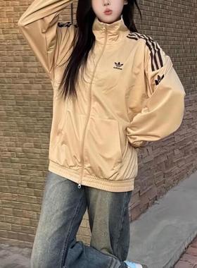 阿迪达斯adidas外套男女装秋季三叶草宽松舒适夹克运动上衣JL8399