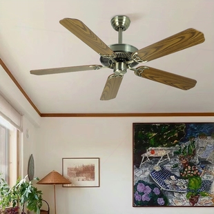 简约木叶无灯吊扇客餐厅卧书房工业风电风扇室家用商用仿古 欧美式