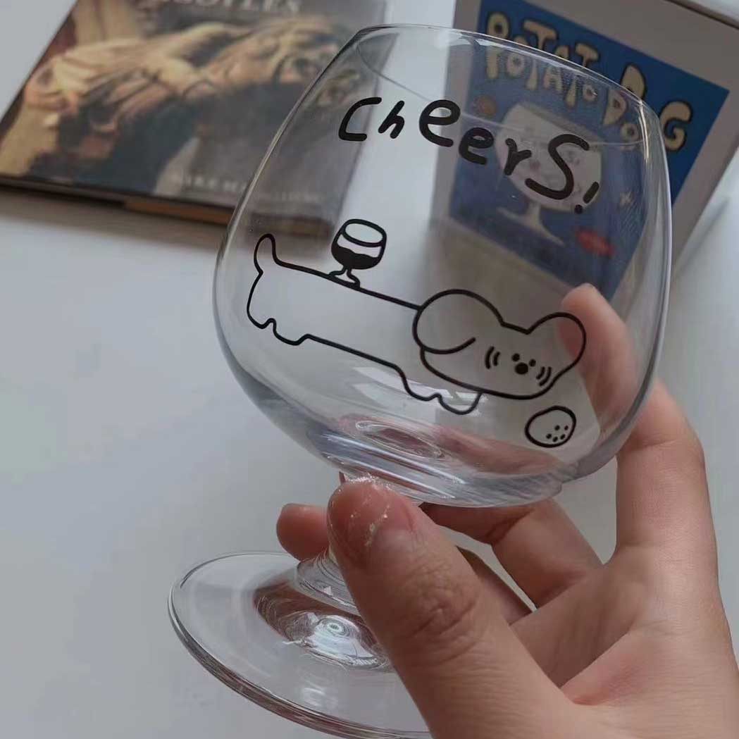 哦木ohmu原创土豆小狗无铅水晶高脚杯玻璃杯红酒杯,餐饮具,啤酒杯,淘宝优惠券,粉丝福利购,淘宝优惠卷
