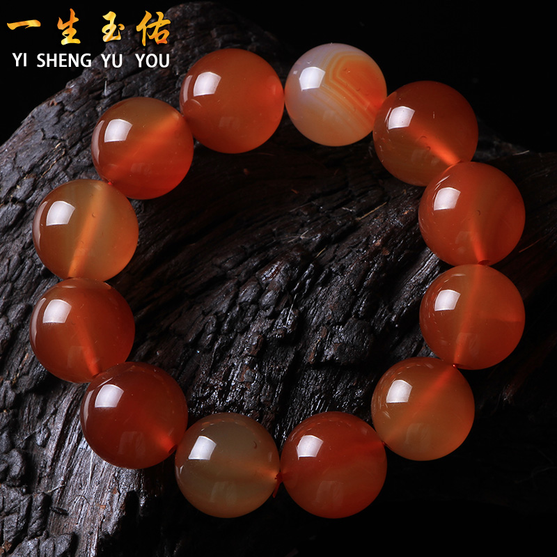 Life jade Youhong agate bracelet female ice red fashion versatile lovers hand beads single circle transfer Buddha beads jewelry