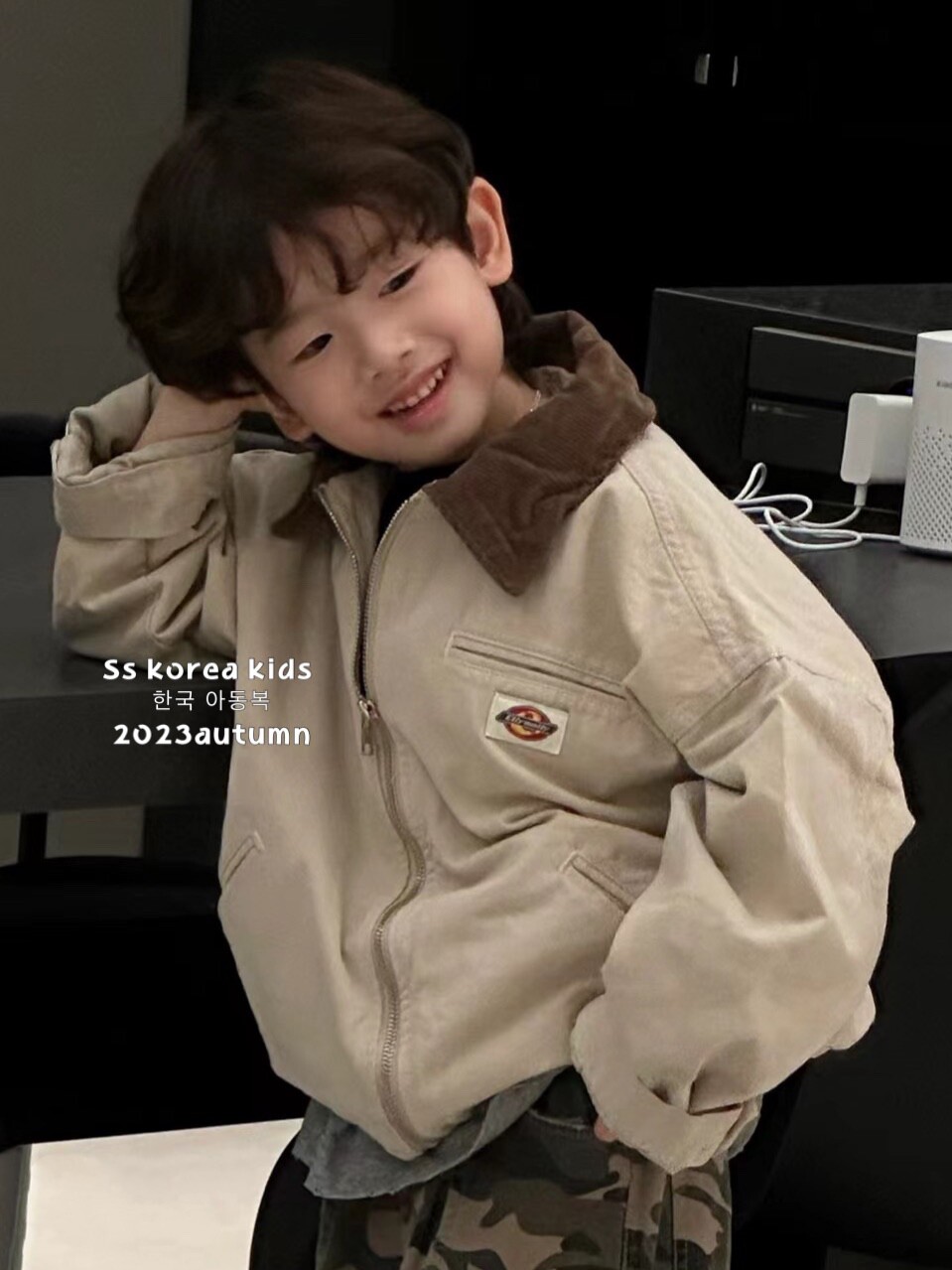 보라 한국 아동복 스타일리시한 남아용 두꺼운 면 재킷 2024년 여성용 새 남아용 겨울 재킷