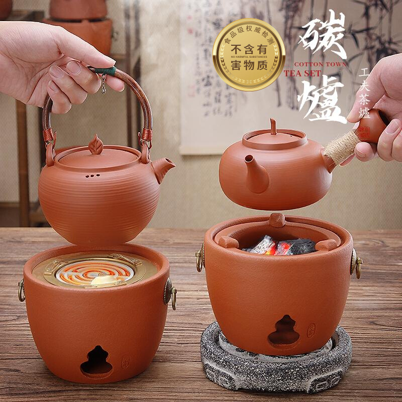 潮州砂铫壶电碳两用侧把煮茶炉