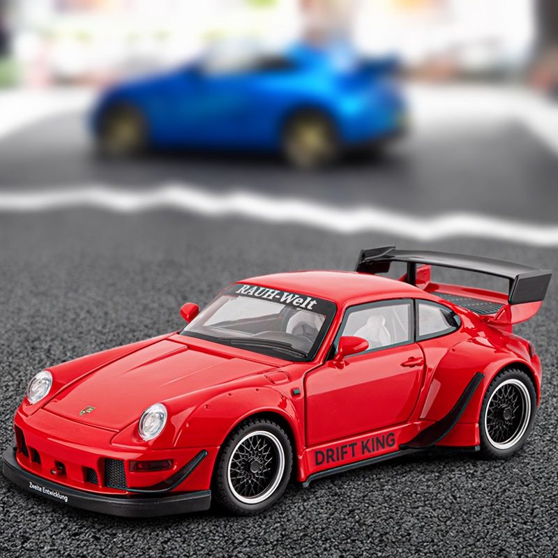 嘉业1:22保时捷RWB993合金仿真跑车汽车模型宽体大尾翼男孩复古车