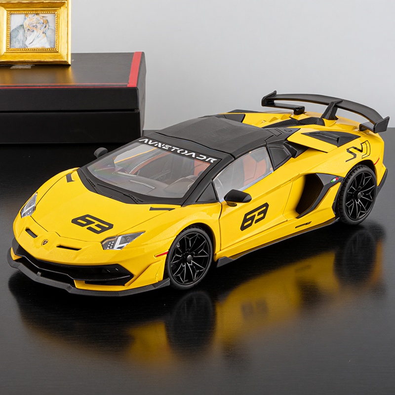 1:18兰博基尼赛道版大牛跑车SVJ63儿童敞篷赛车玩具男孩声光汽车5