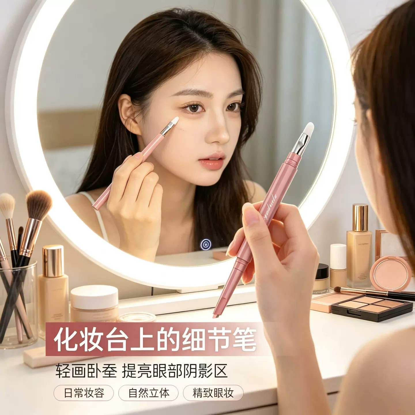 3D卧蚕笔双色双拼立体带刷