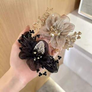 丸子头网红后脑勺扎头发饰品欧根纱大肠发圈女2026新款满天星头饰