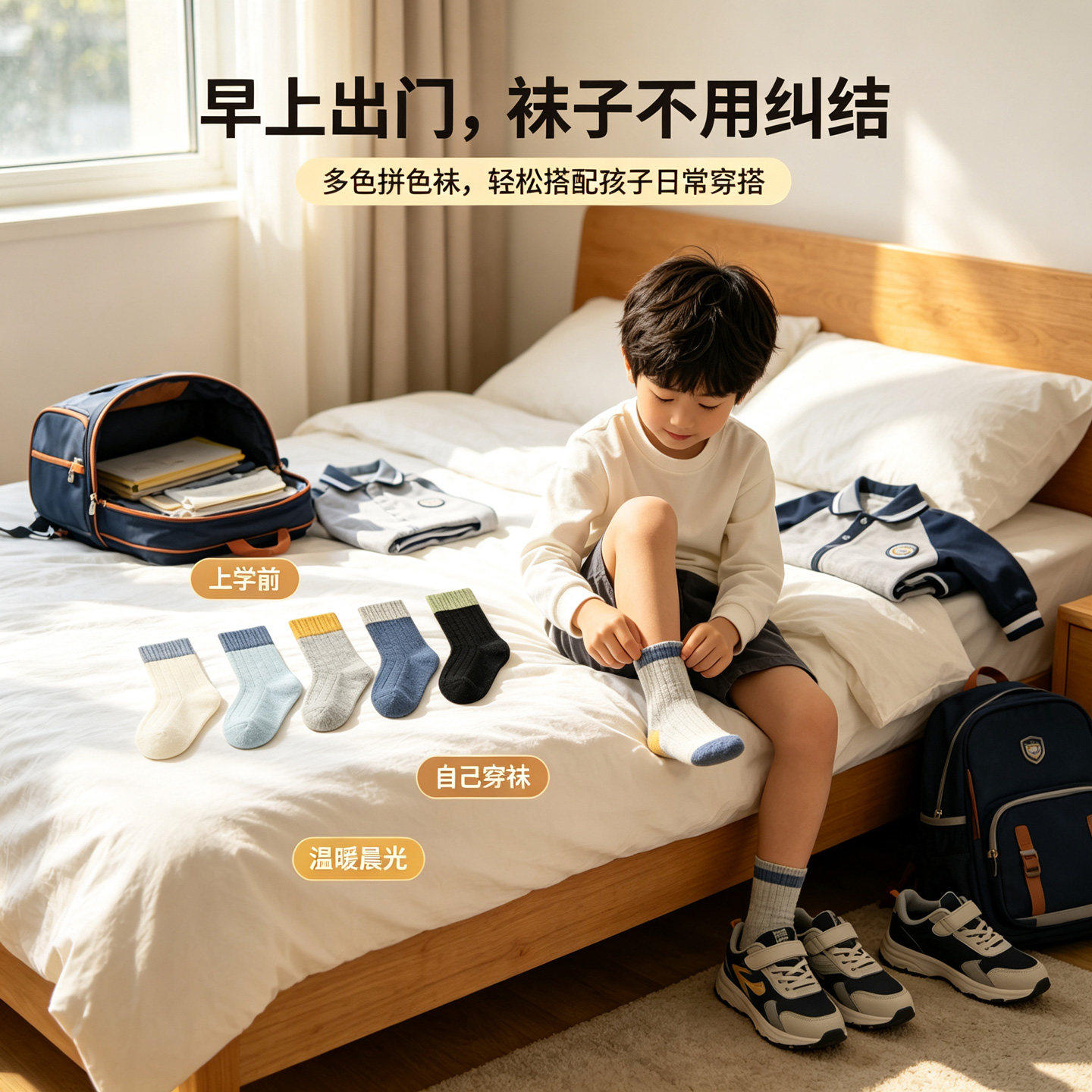 儿童袜子男童纯棉防臭吸汗拼色袜
