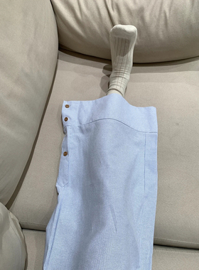 蓝色条纹抽绳阔腿休闲裤女2025夏季薄款宽松显瘦慵懒风拖地直筒裤