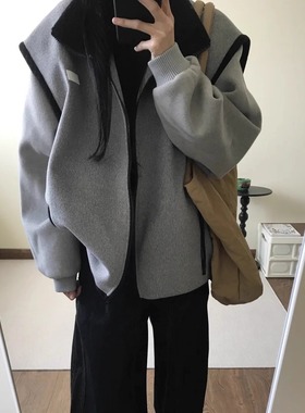 灰色短外套女2025年春秋季新款爆款韩系初春独特超好看高级感休闲