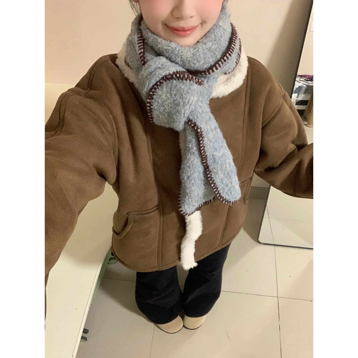 私人未公馆 赵露思同款皮毛一体羊羔毛外套颗粒毛绒仿皮草外套女