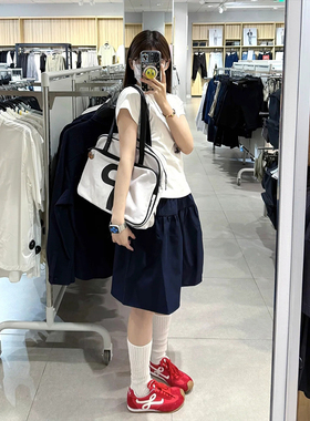 慵懒日系松紧腰半身裙女夏季新款设计感百搭高腰显瘦a字蓬蓬中裙