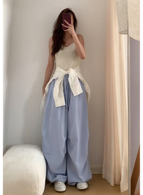 ORG Collection爵士舞条纹裤子女垂感宽松工装裤直筒休闲阔腿裤夏