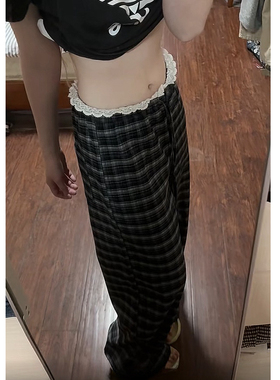 EVNSTYLE格子裤女美式复古秋冬新款设计感显瘦百搭加厚休闲阔腿裤