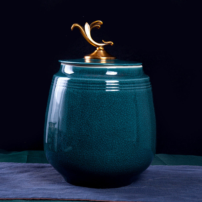 北欧式 宝蓝纯色陶瓷收纳罐子创意厨房食品零食储物罐摆件装饰品