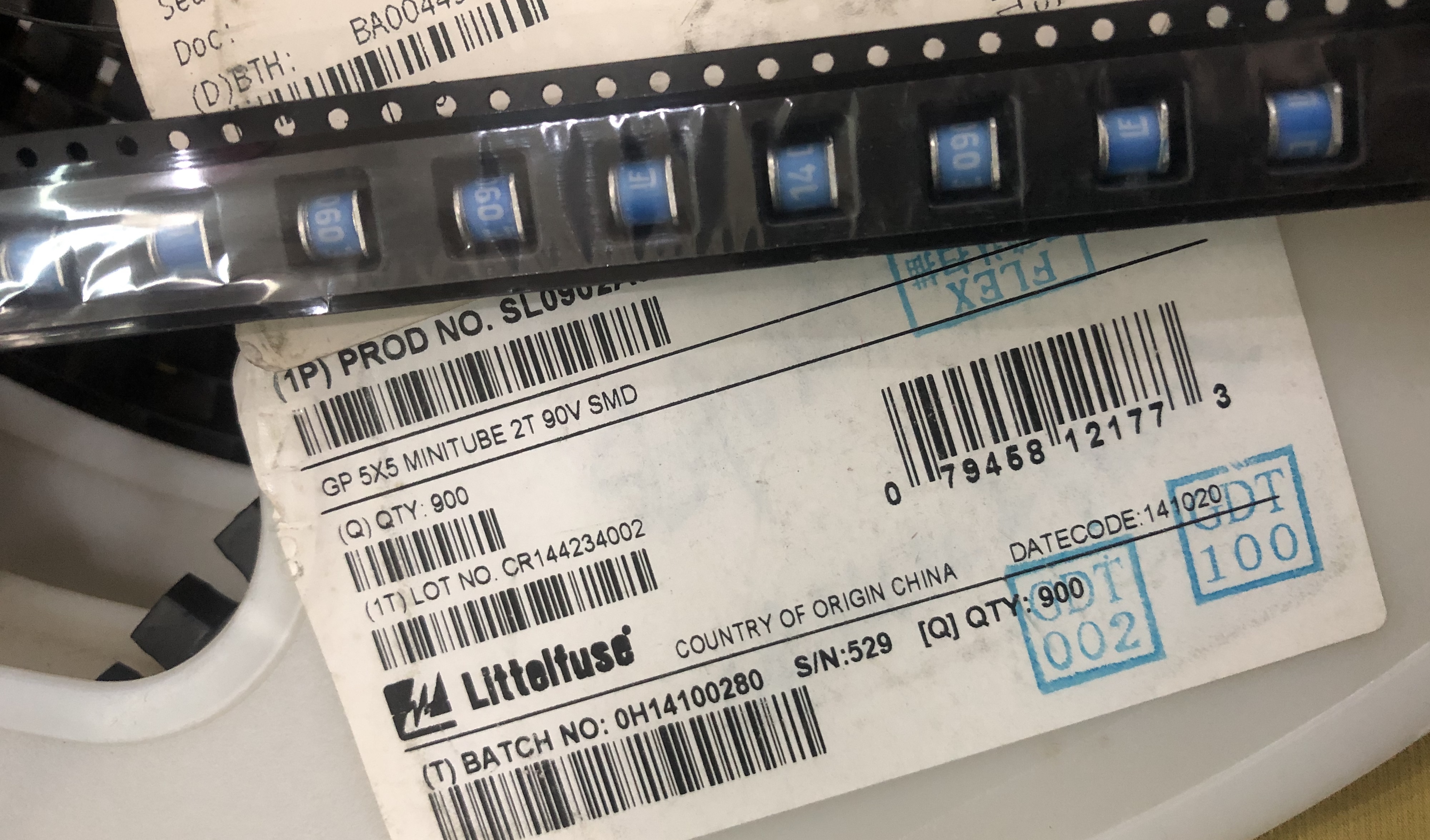 SL0902A090SM GDT陶瓷气体放电管GP 5X5 MINITUBE 2T 90V SMD力特