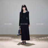 RICHINCHEESE 针织弹力收腰连衣裙 假两件简约长款 热恋岛屿 法式