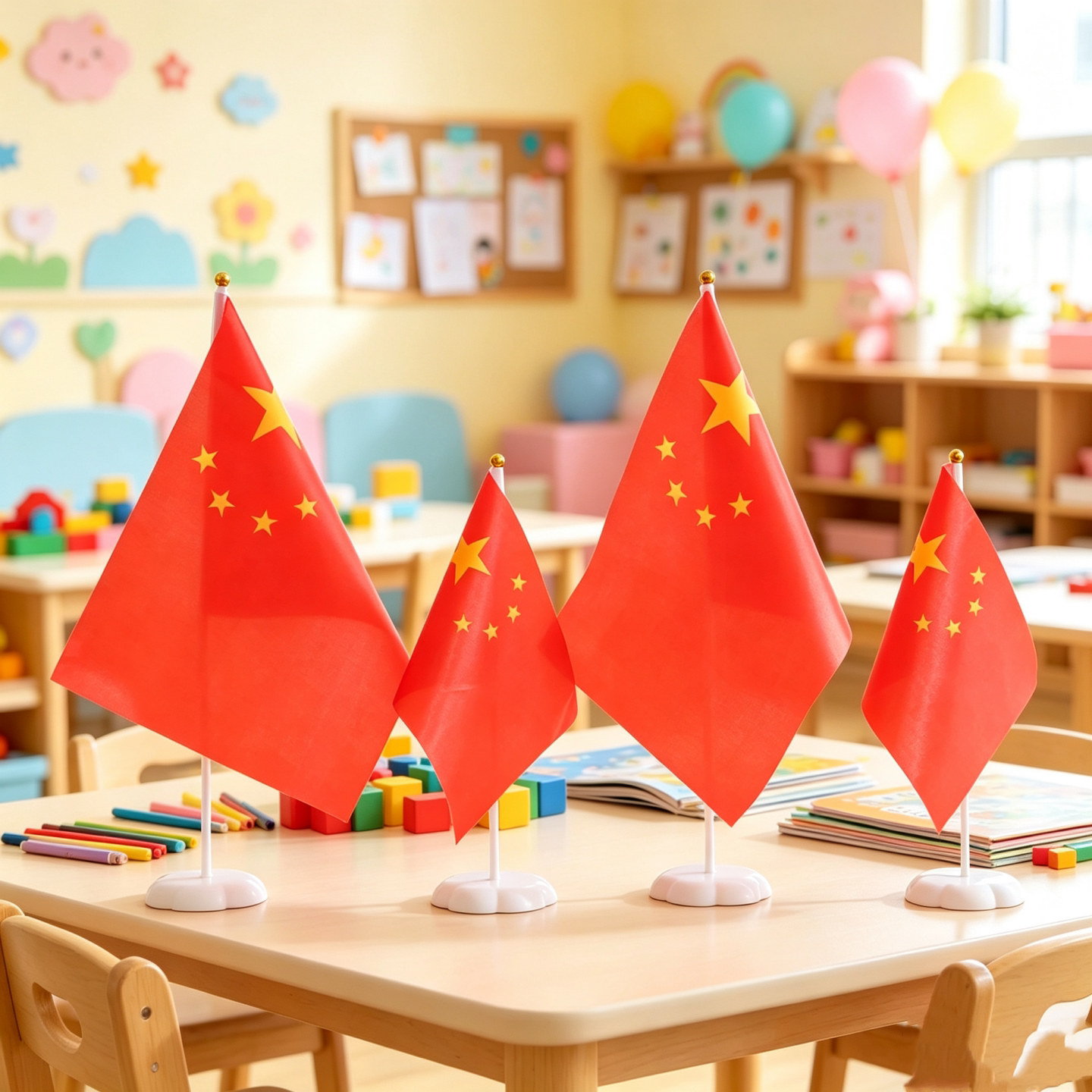 十一国庆节装饰小红旗摆件幼儿园小学课桌装扮商场柜台布置拍照