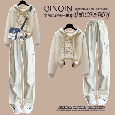 女生连帽卫衣套装中大童抽绳长袖