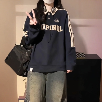 加厚Polo领学院风外穿美式