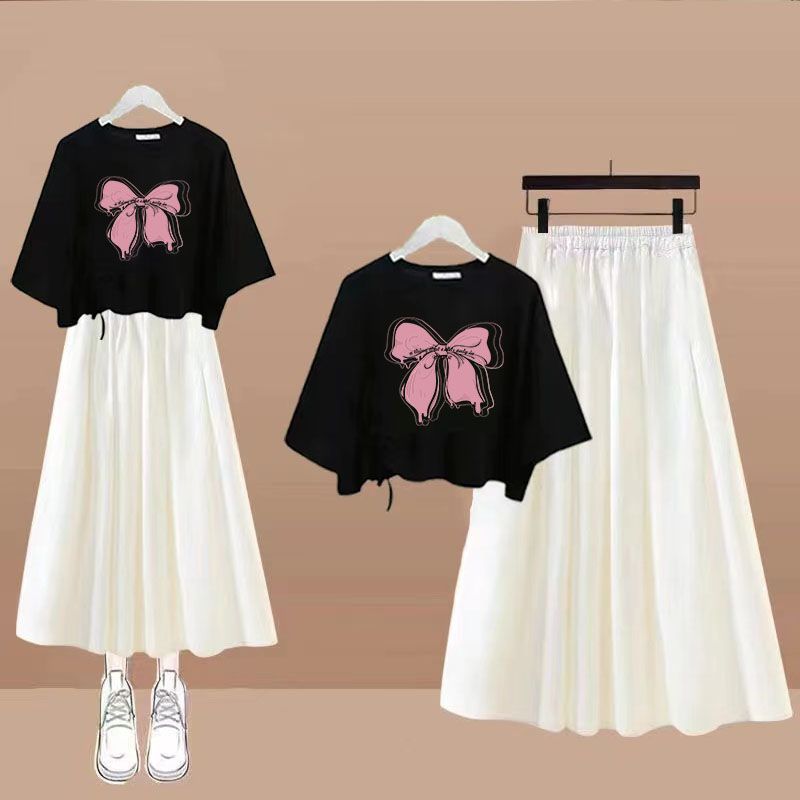 女童套装法式夏季超长