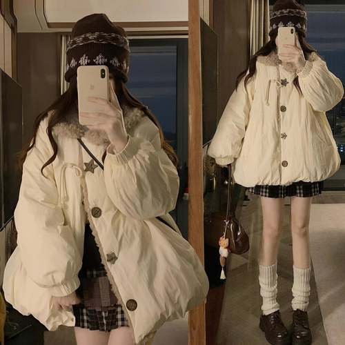 大码女装胖mm减龄百搭2025新款羽绒棉服女可爱风遮肉显瘦棉衣外套