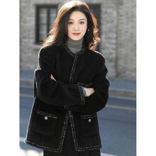 胖妹m显瘦毛呢外套200斤法式 女装 名媛小香风呢子大衣 大码 秋冬新款