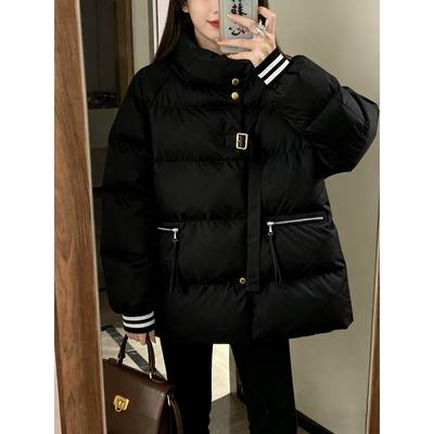 胖mm大码女装黑色百搭显瘦棉衣外套女冬季保暖加厚高级感棉服上衣