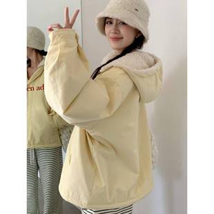 外套 宽松设计感连帽棉服女胖mm高级感遮肉显瘦开衫 300斤大码 女装