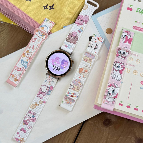卡通猫狗表带适用于华为8/9/GT5GT6手表带Watch4/3pro/Fit3表带