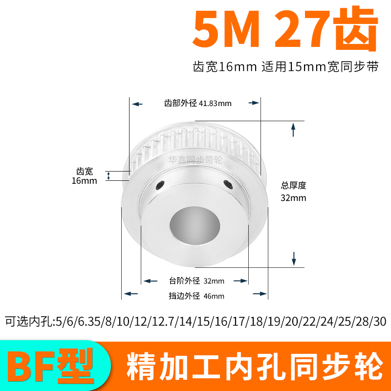 现货同步轮5M27齿BF齿宽16总厚32