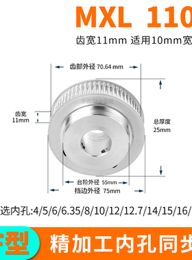 同步轮MXL110齿宽11内孔8/10/12/14同步带轮ATP110MXL037套装定做