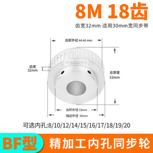 现货同步轮8M18齿BF齿宽32总厚53