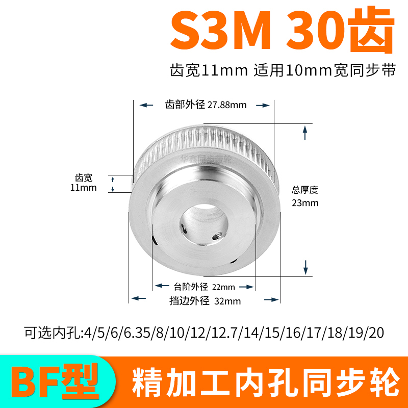 现货同步轮S3M30齿B齿宽11总厚23
