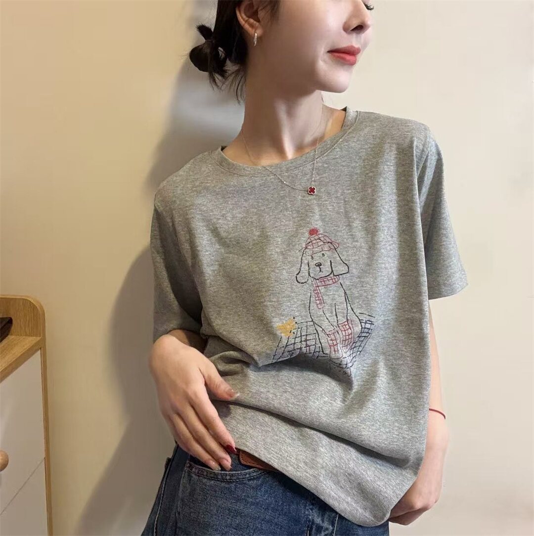 2026春夏新款韩系卡通印花短袖T恤女宽松圆领百搭套头上衣打底衫