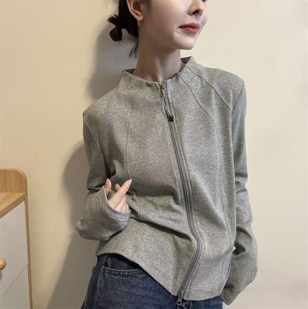 通勤风立领拉链短外套女2026春季新款宽松百搭显瘦长袖开衫31312