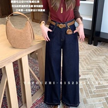 2025早秋款时尚百搭高腰显瘦直筒阔腿裤欧洲站正品牛仔裤女61523
