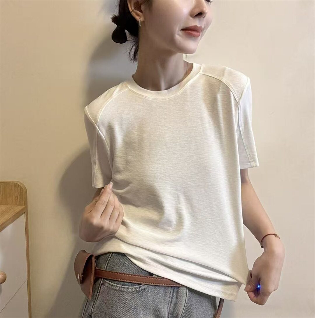 2026春装新款韩式休闲风圆领短袖T恤女宽松显瘦百搭打底上衣31315