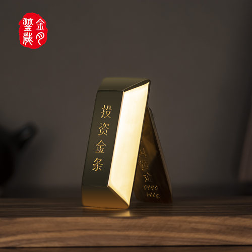 仿真梯形银行展示投资金块