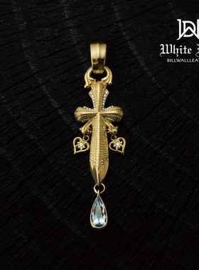 全金中号宝剑十字架吊坠PN925YG