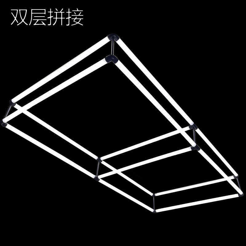 LEDT8双层拼接吊线灯管健身房商场简约造型长条灯具320度发光吸顶