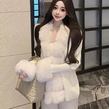 法式高级感拼接毛毛针织开衫女春秋新款时尚气质百搭显瘦外套女潮