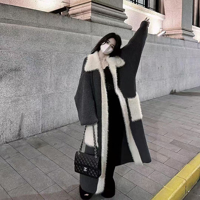 毛慵懒宽松过膝长款开衫毛针织衫