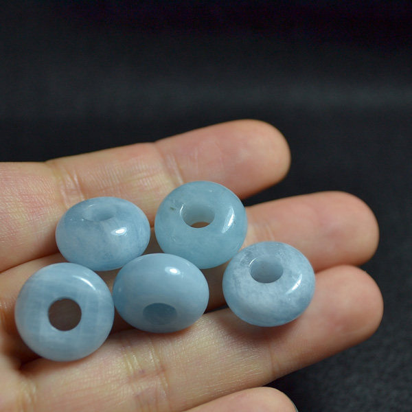 瑕天然海蓝宝吊坠平安扣厚小可爱迷你锁骨链坠转运珠耳环手绳璎珞