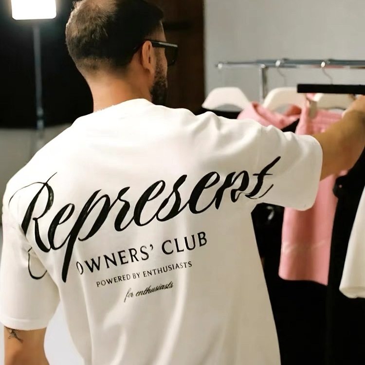 REPRESENT 'S 草写字母印花美式潮牌纯棉宽松男女情侣上衣短袖T恤