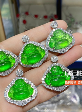巴山翠佛公吊坠帝王绿满翠小佛挂件锁骨链危料翡翠玉项链女士礼物