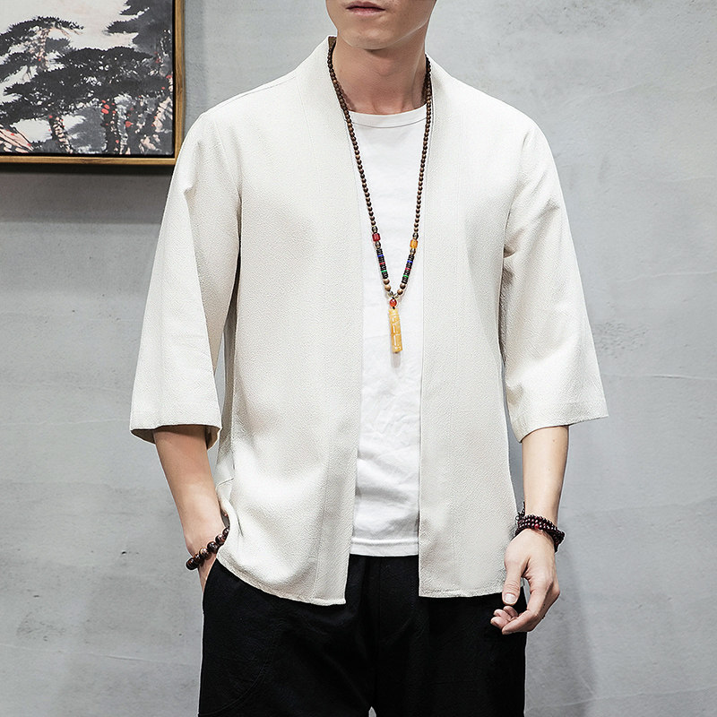 灰墙风风夏装新款纯色汉服开衫衬衫麻本A032/1805/特P30,男装衬衫,电商A032